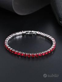 bracciale tennis argentato con rubini