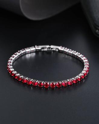 bracciale tennis argentato con rubini