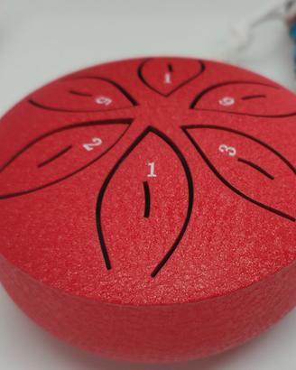 Steel tongue drum acciaio rosso 7cm 6 note borsa