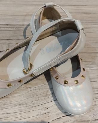 Scarpe bambina eleganti ASSO nr. 37 bianchi con bo