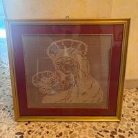quadro fatto a mano madonna con gesù bambino