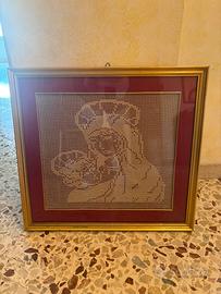 quadro fatto a mano madonna con gesù bambino