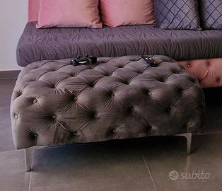 Pouf Chesterfield in Velluto Antracite - EDWINA
