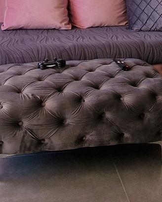 Pouf Chesterfield in Velluto Antracite - EDWINA
