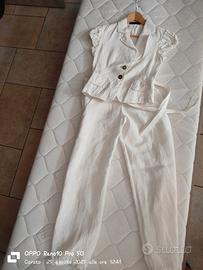 completo donna in lino bianco