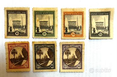 7 francobolli Vaticano 1933 - serie Vatican Scott