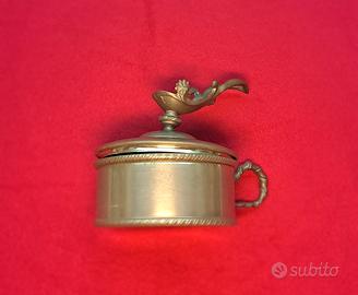 Tabacchiera con portapipa in peltro