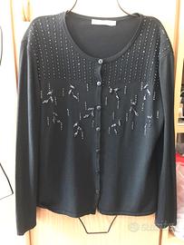 Cardigan nero impreziosito da perline luminose
