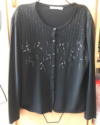 Cardigan nero impreziosito da perline luminose