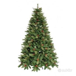 Albero di Natale 240 cm con luci led pigne bacche