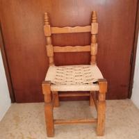 Sedia in legno vintage impagliata per bambini