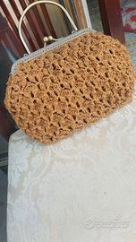 Borsa fatta a mano in cordino  color biscotto