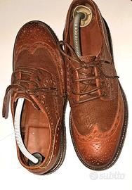 scarpa stringata derby SANTONI pelle motivo BROGUE