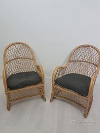 bellissime poltrone in vimini vintage