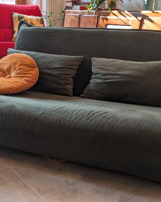 Divano letto 2 posti in velluto verde