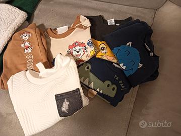 5 felpe e 1 pantalone bambino 12/18 mesi