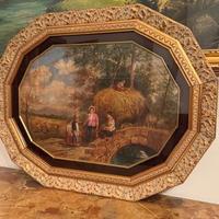 Quadro antico firma Autore con cornice 12 lati
