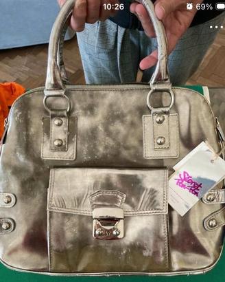 Secret Pon-pon Borsa pelle argento Nuova