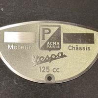 Targhetta Vintage Piaggio Vespa 125 ACMA PARIS