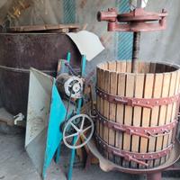 Attrezzatura per fare il vino(tina,torchio,deraspa
