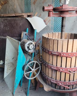 Attrezzatura per fare il vino(tina,torchio,deraspa