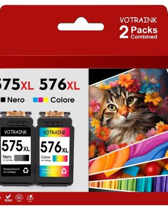 Cartucce Canon 575XL 576XL Nero Colore 3 Pack 