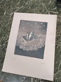 incisione in acquaforte enrico benaglia 105/120