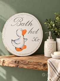 Targa in Legno Bagno Vintage Country