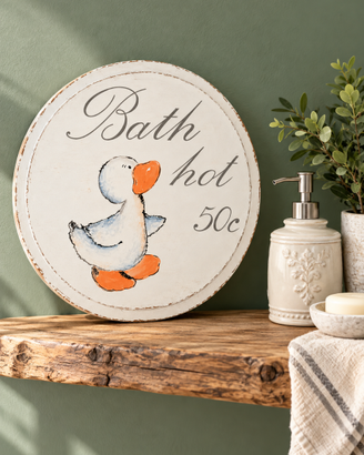 Targa in Legno Bagno Vintage Country