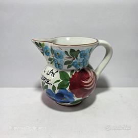 Brocca Galvani Ceramica XX Secolo Fiori e Scritta