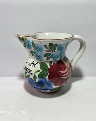 Brocca Galvani Ceramica XX Secolo Fiori e Scritta