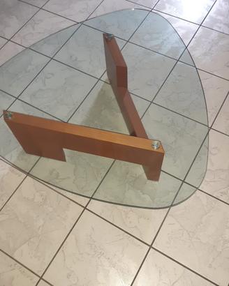 Tavolino in vetro e legno