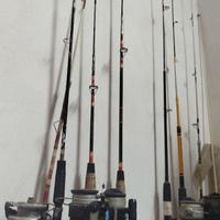 in blocco 7 canne da pesca da revisionare