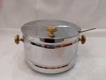 Grande Zuccheriera XX sec. acciaio pomelli ottone 