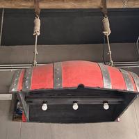 Lampadario mezza botte in legno stile industrial