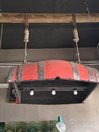 Lampadario mezza botte in legno stile industrial