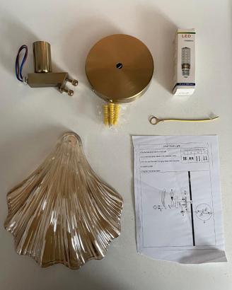Lampada Parete Conchiglia Vetro Ambra E14 Oro