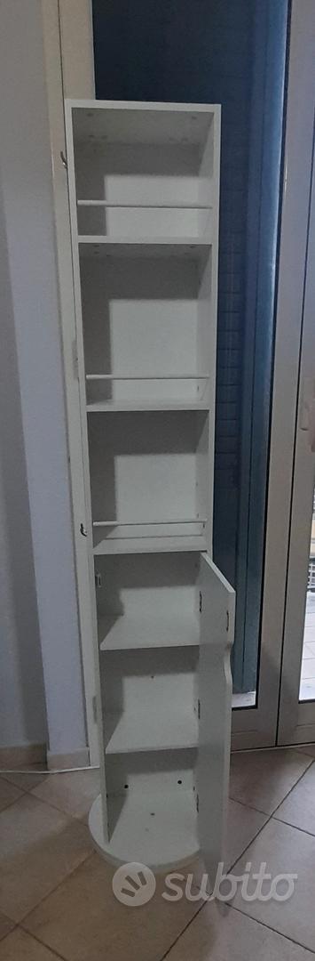 Baroni Home Colonnina Specchio Girevole 360° – 36,5x36,5x169 Cm, Con 3 Ripiani E 2 Vani, Anta Calamitata, Bianco