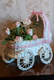 Carrozzina portafiori bebé rosa, per nascite