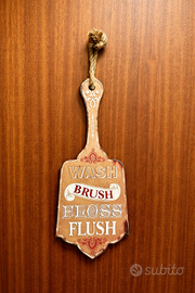 Targa bagno in legno stile vintage