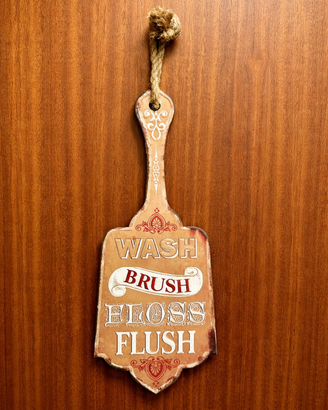 Targa bagno in legno stile vintage