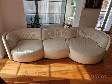 Divano Natuzzi Deep in pelle bianca nuovo