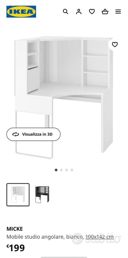 MICKE Mobile studio angolare, bianco, 100x142 cm - IKEA Italia