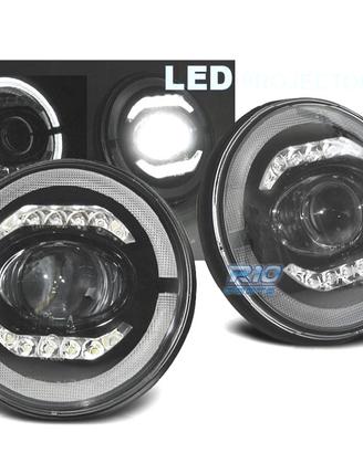 FARI JEEP WRANGLER 96-18 ANGEL EYES FULL LED NERO