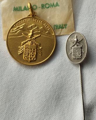 Cacciatori delle Alpi medaglia e  spilla , Arg.800