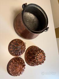 Set paiolo in rame + stampi