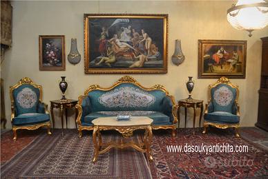 Salotto dorato stile Barocco in tessuto aubusson