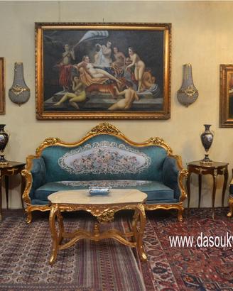 Salotto dorato stile Barocco in tessuto aubusson