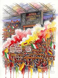 Poster Curva Sud AS Roma Campione d’Italia 2000/01
