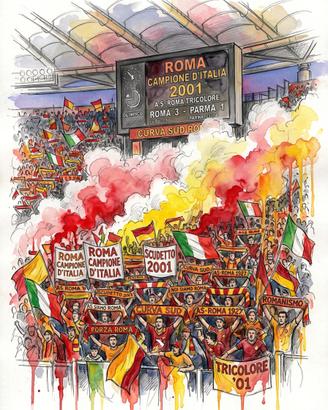 Poster Curva Sud AS Roma Campione d’Italia 2000/01